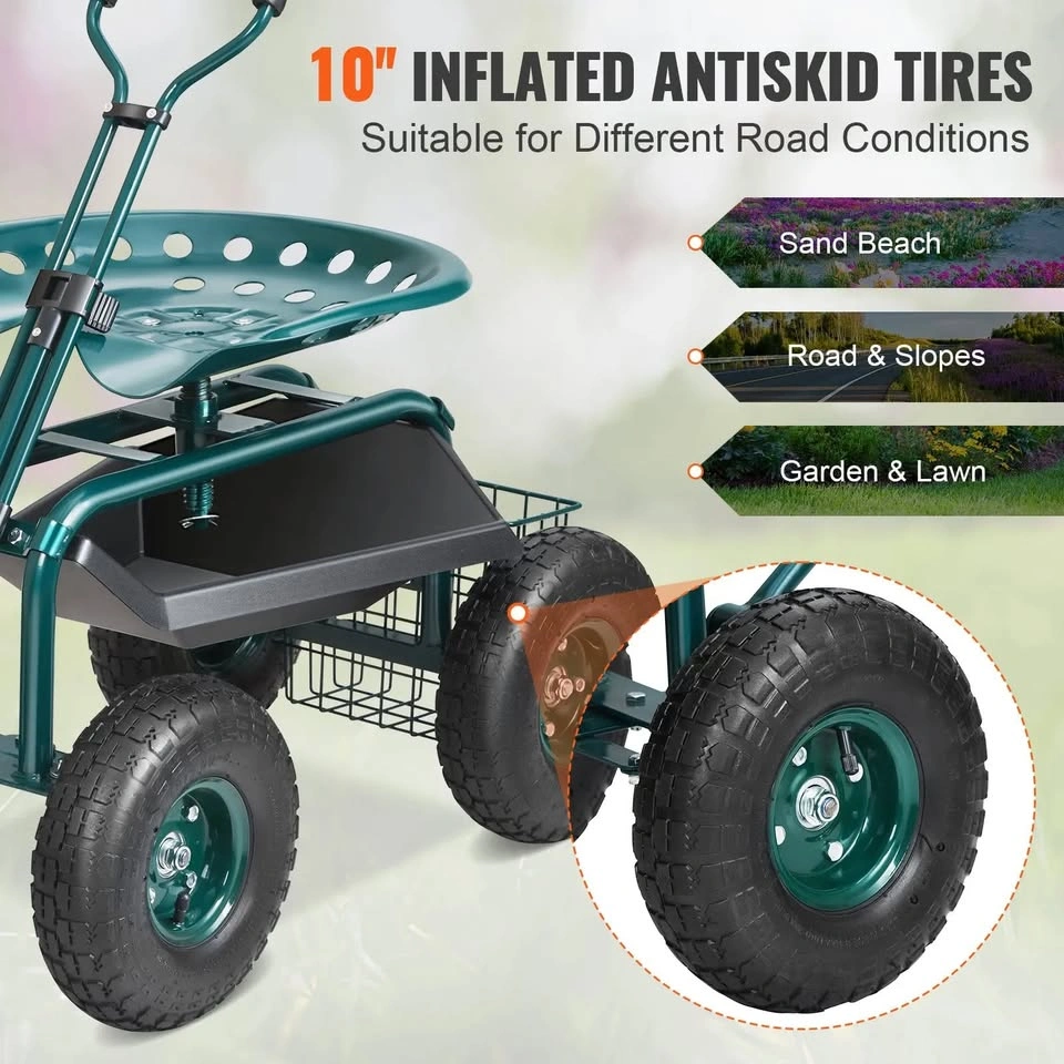 VEVOR Garden Cart Rolling Workseat with Wheels, Gardening Stool - photo 2