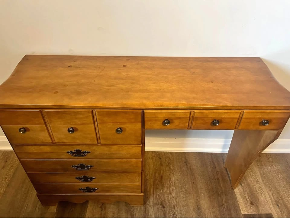 Vintage Solid Birch Writing Desk / Vanity