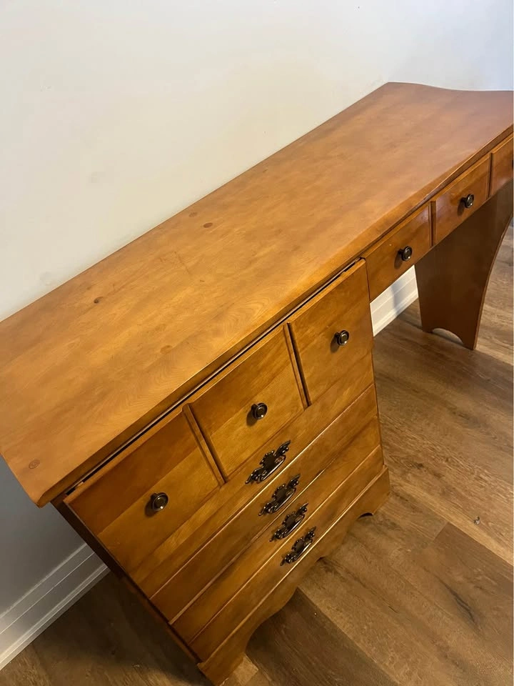 Vintage Solid Birch Writing Desk / Vanity - photo 2