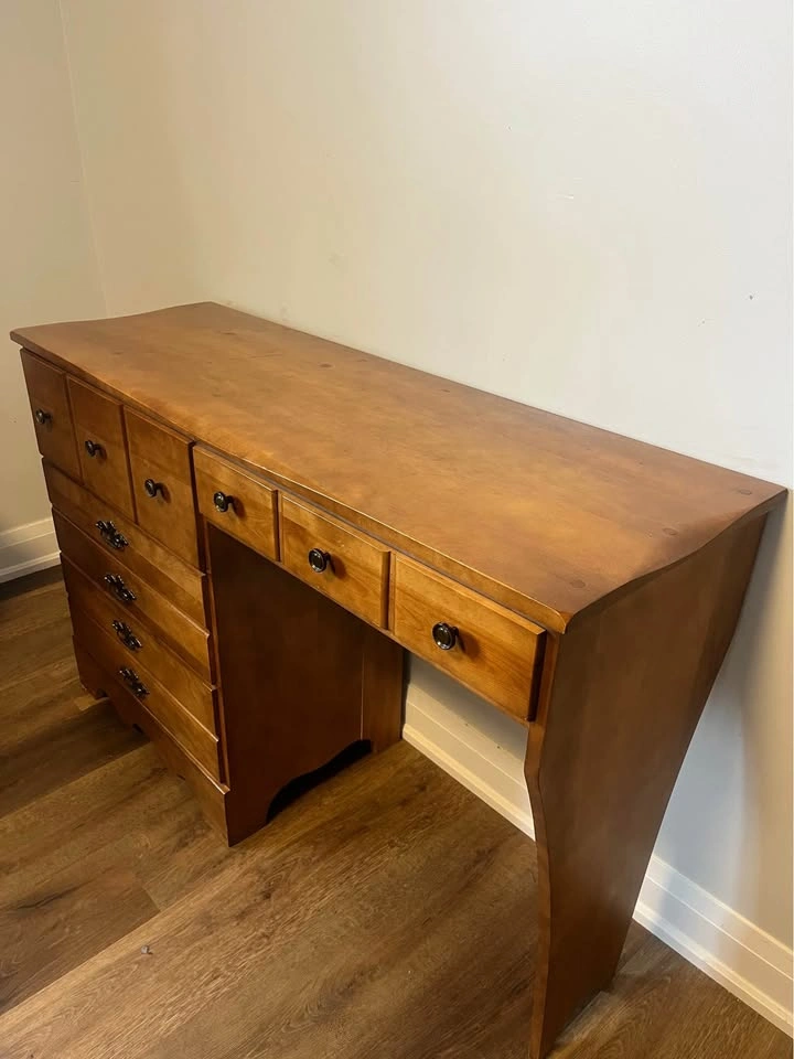 Vintage Solid Birch Writing Desk / Vanity - photo 4