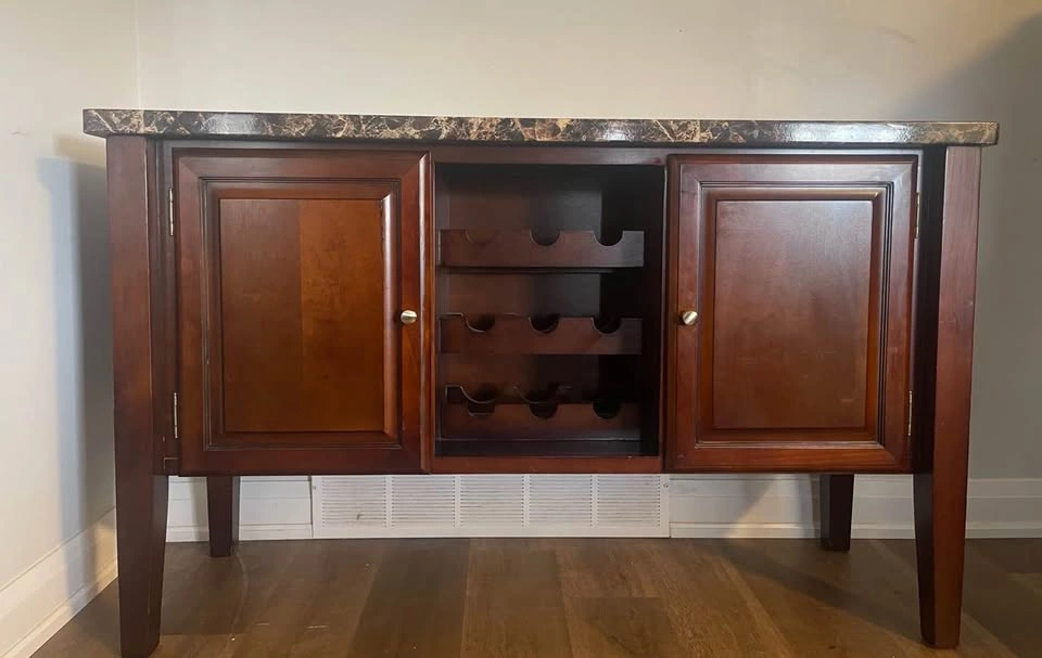 Wine Bar Cabinet with Faux Marble Top – 56” - photo 2