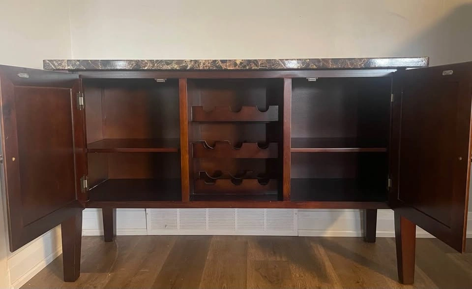 Wine Bar Cabinet with Faux Marble Top – 56” - photo 3
