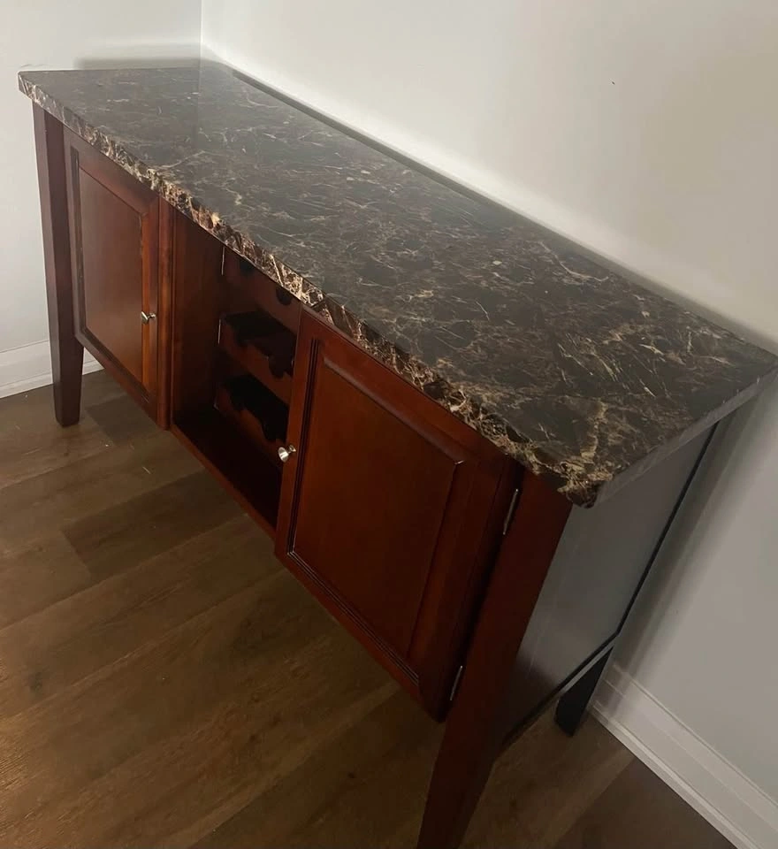 Wine Bar Cabinet with Faux Marble Top – 56” - photo 4