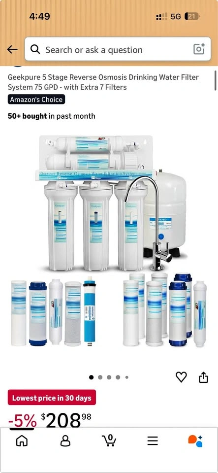 Geekpure 5 Stage RO Water Filter System + 7 Extra Filters