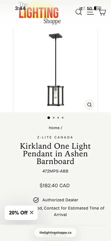 Z-Lite Kirkland One Light Pendant 472MPS-ABB