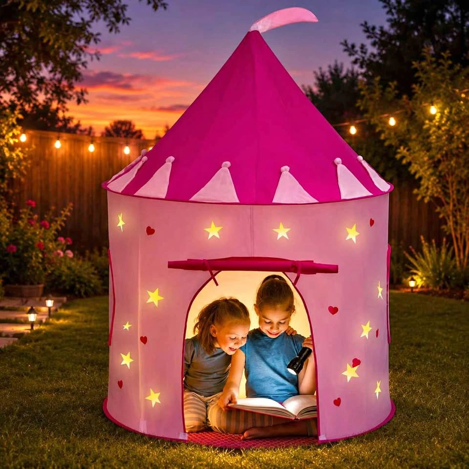 Princess Castle Play Tent Pink Glow-in-the-Dark Indoor Outdoor