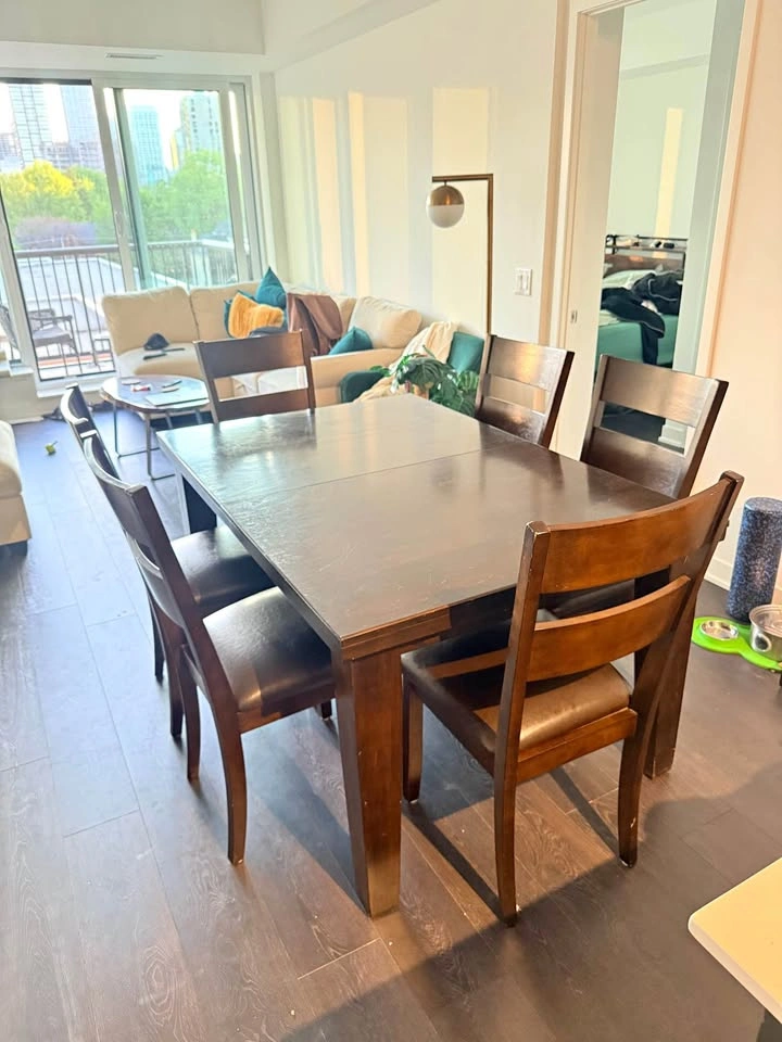 Dark Brown Solid Wood Table and Chairs Set
