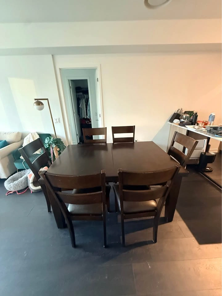 Dark Brown Solid Wood Table and Chairs Set - photo 2