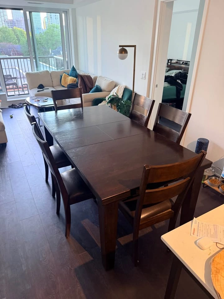 Dark Brown Solid Wood Table and Chairs Set - photo 3