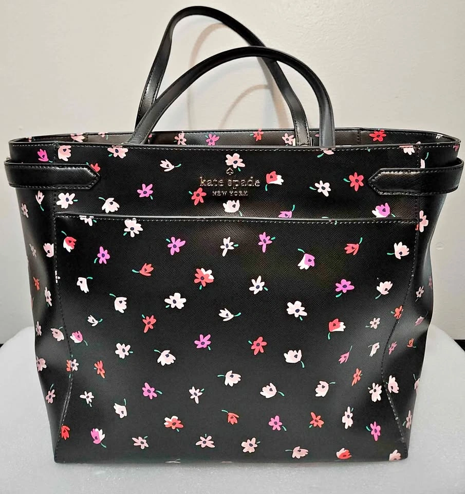 Navy Flower Kate Spade Laptop Tote Purse