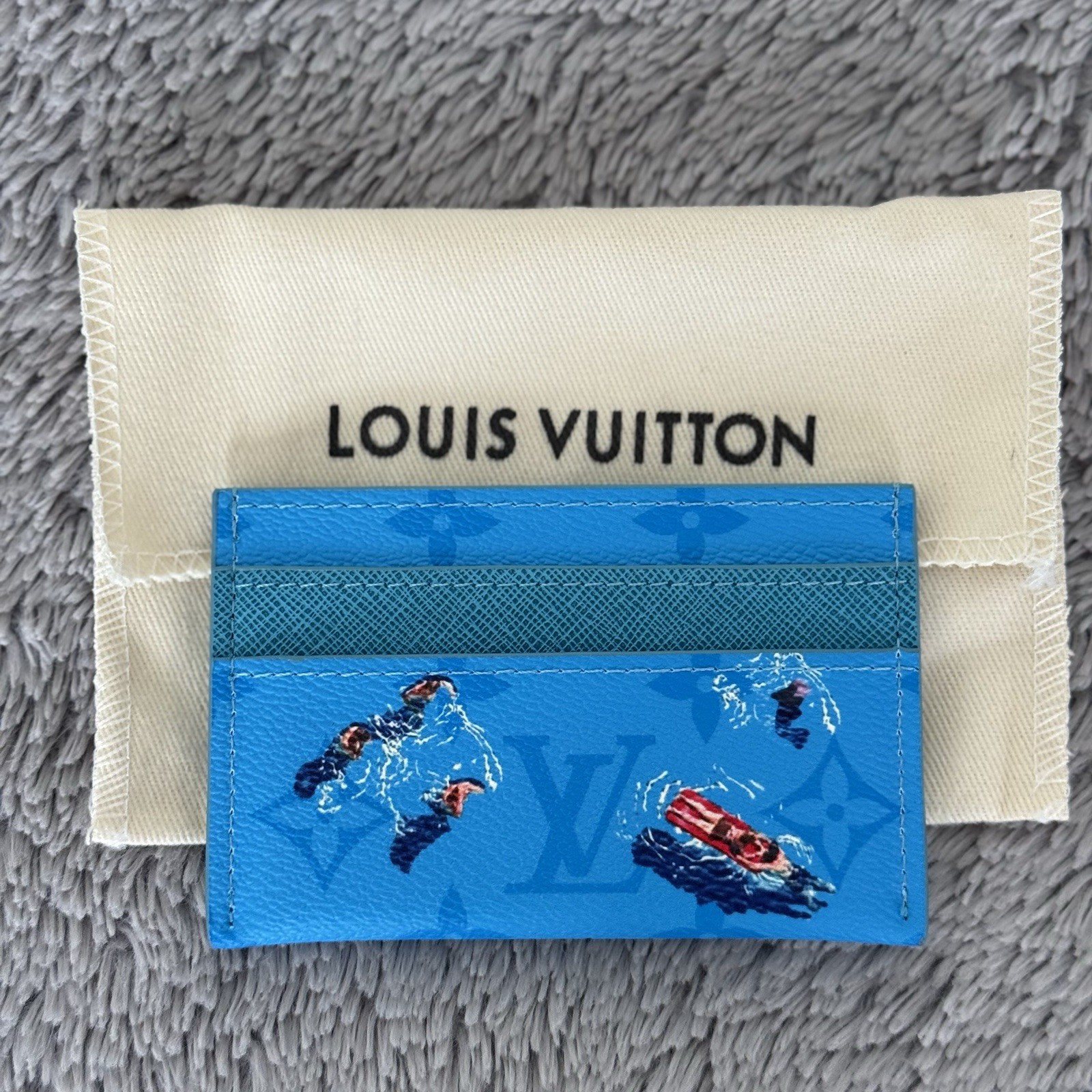 Louis Vuitton Pool Blue Swimming Coated Canvas Double Cardholder - photo 3
