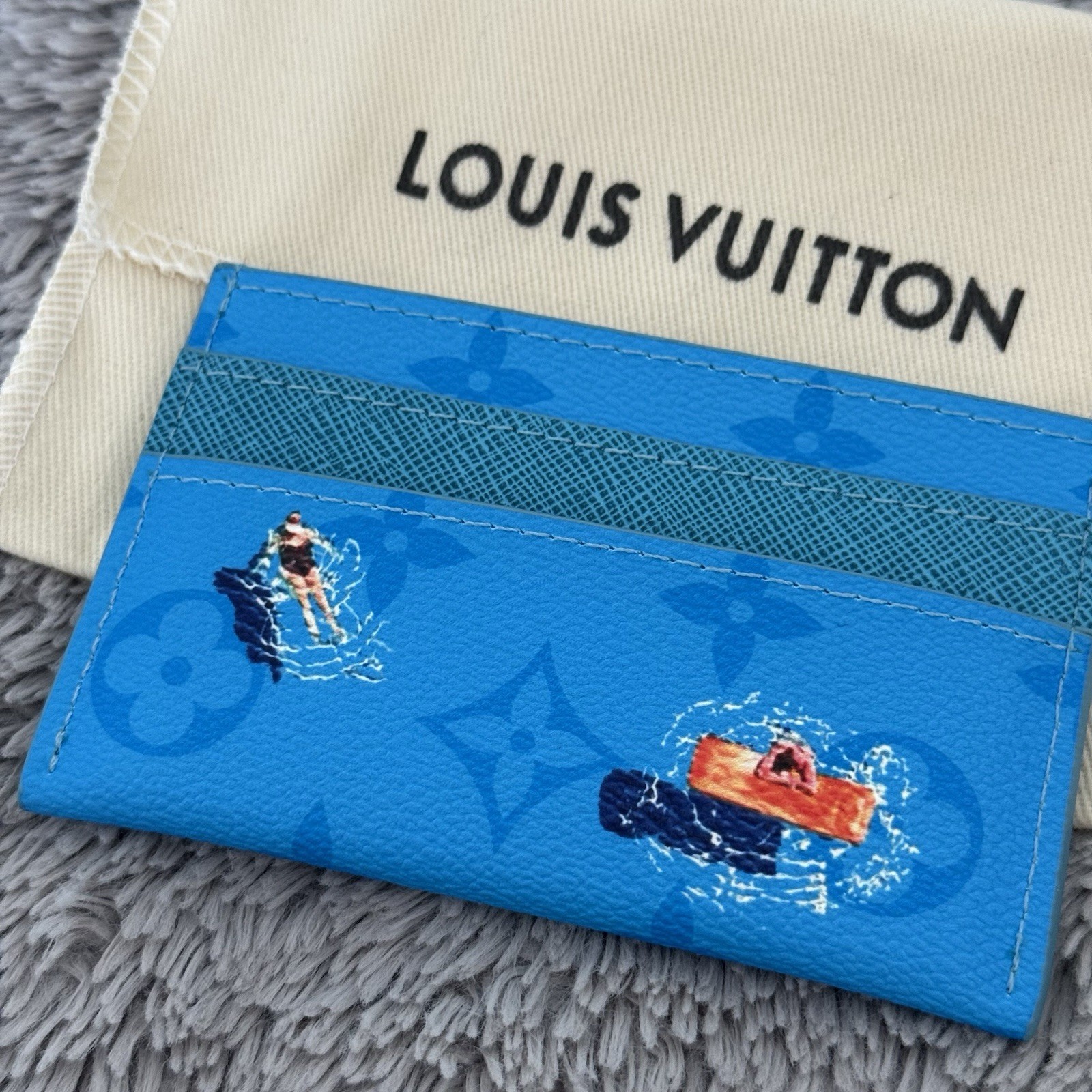 Louis Vuitton Pool Blue Swimming Coated Canvas Double Cardholder - photo 4