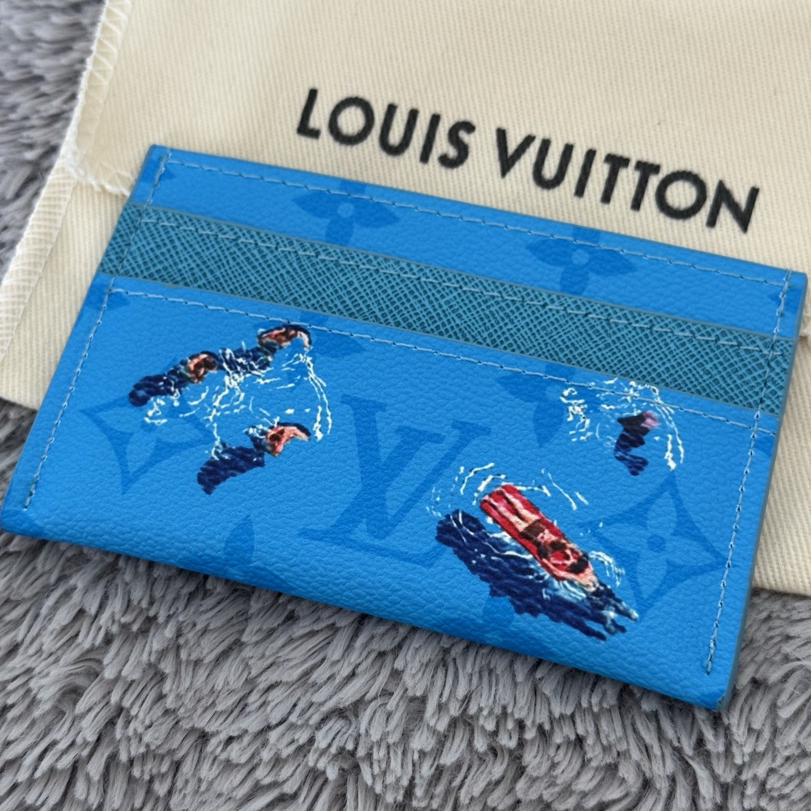 Louis Vuitton Pool Blue Swimming Coated Canvas Double Cardholder - photo 5