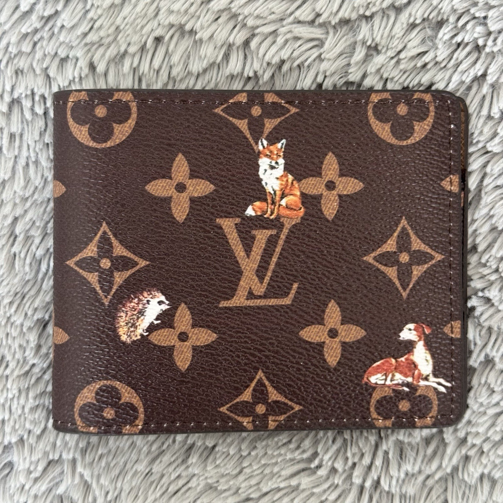 Louis Vuitton Brown Forest Animals Coated Canvas Slender Wallet