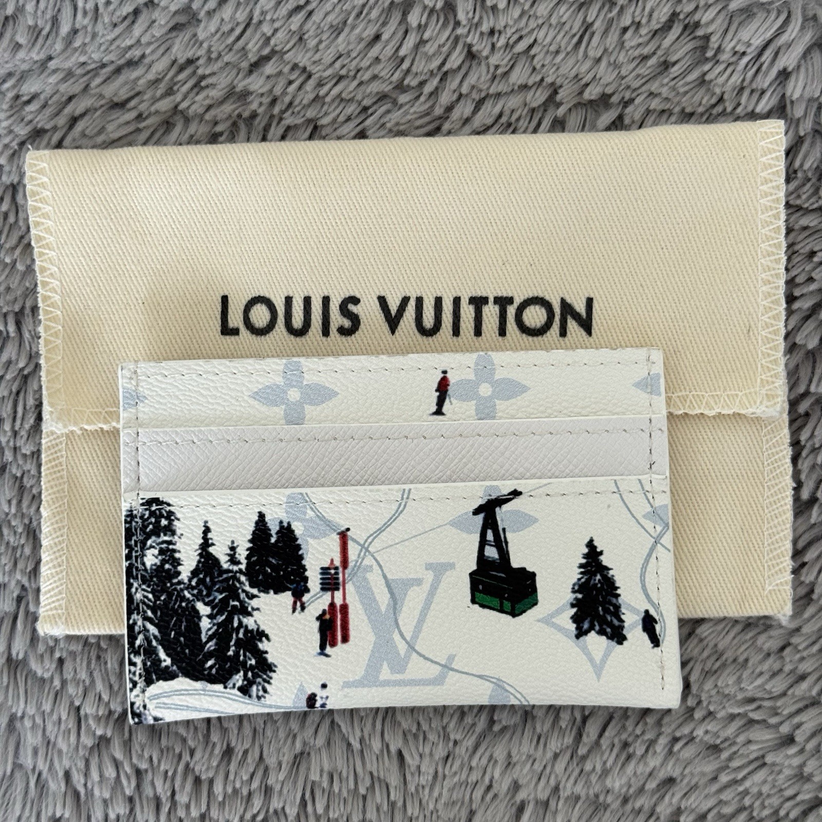Louis Vuitton White Snow Ski Coated Canvas Double Cardholder For