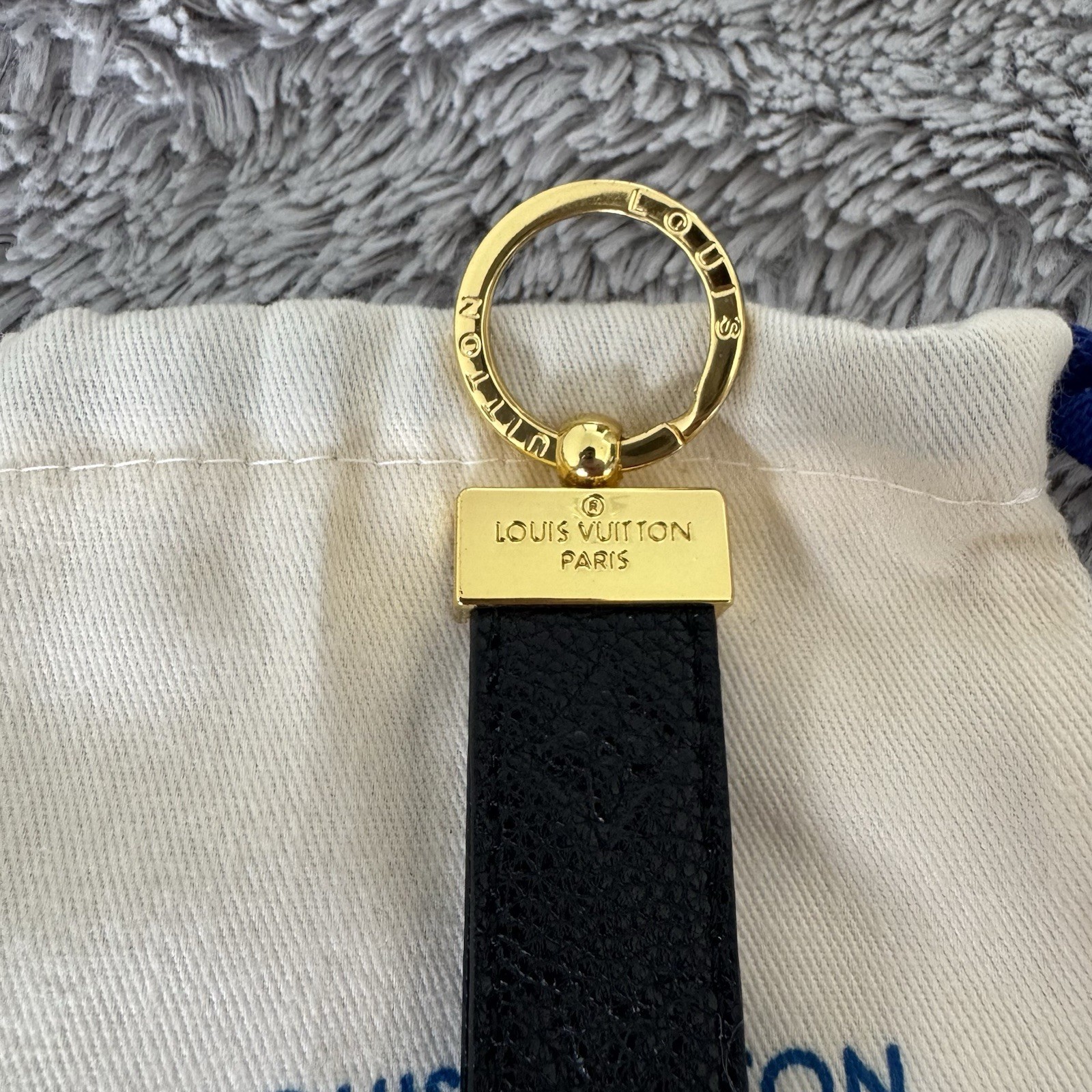 Black Eco Leather Key Chain LV - photo 3