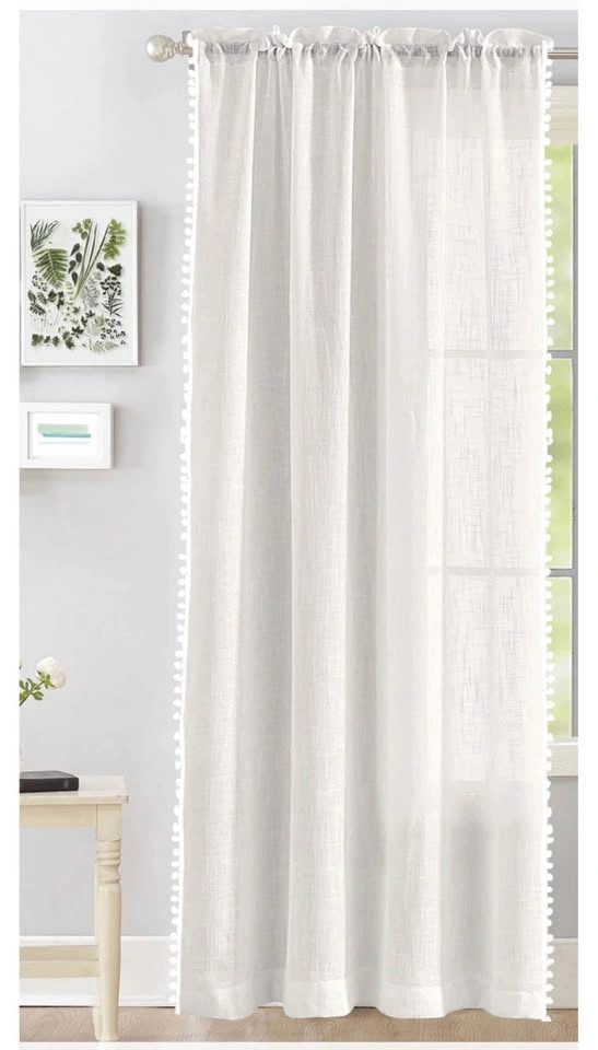 Linen Curtains Sets - 3 Pink/White, 3 Beige/White, 2 Double Laye - photo 5