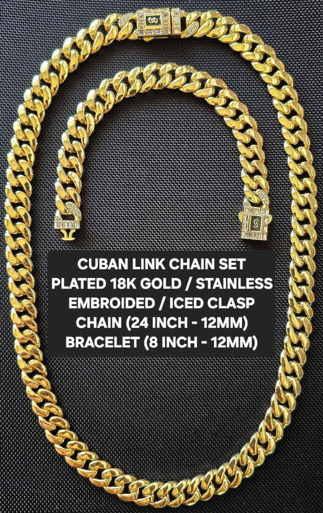 CUBAN LINK CHAIN SET (NEW)
