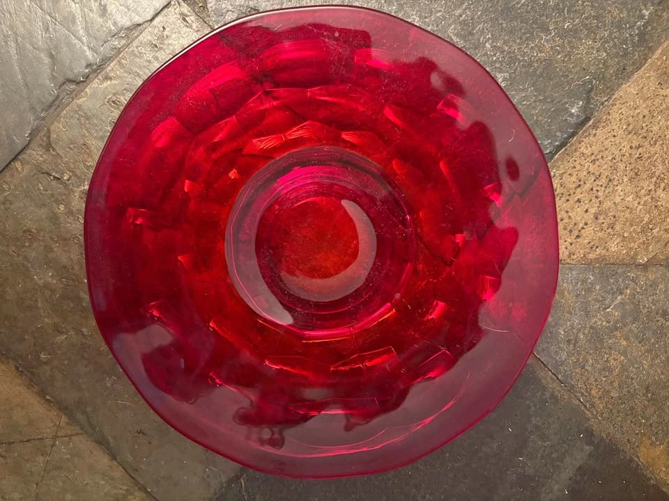 Vintage Ruby Red Viking Glass Candy Dish