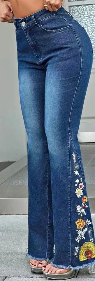 Embroidered Flare Jeans