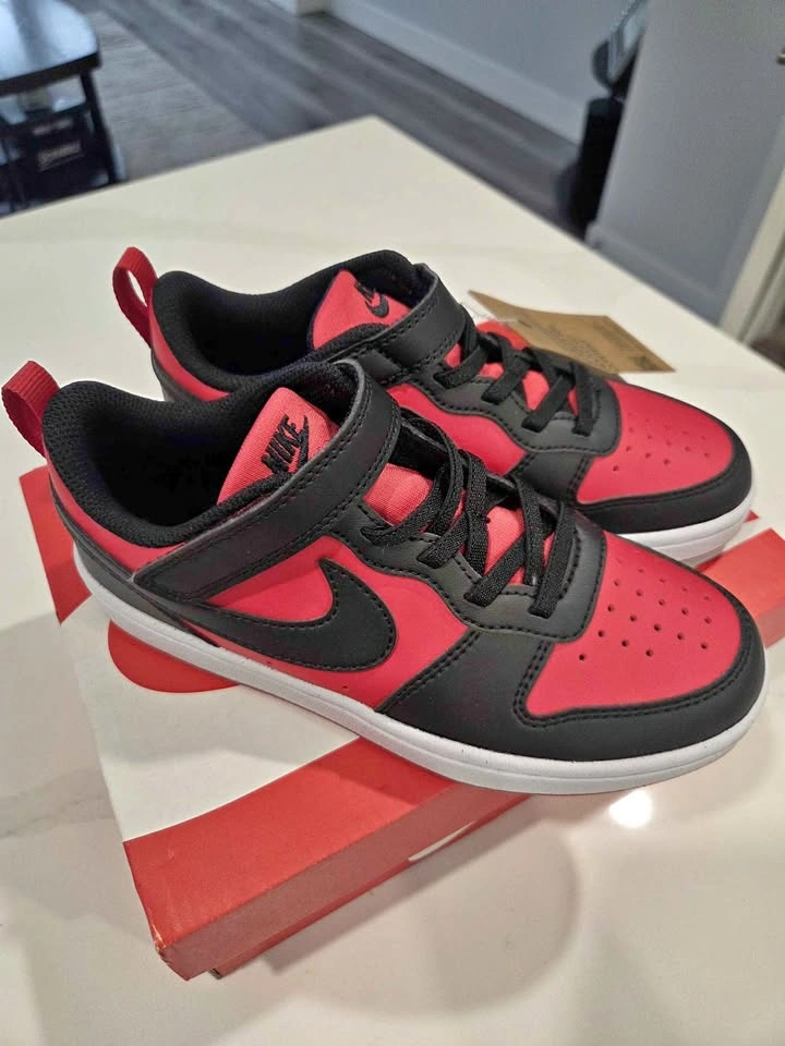 Nike Court Borough Low Recraft Shoes - Red/Black/White - Size 2Y