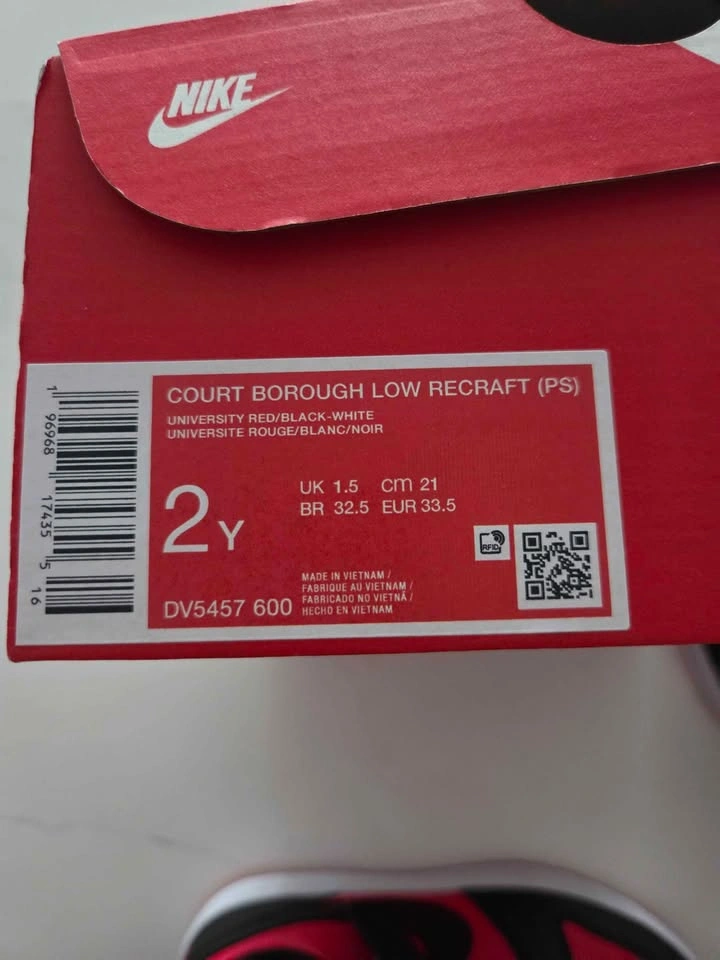 Nike Court Borough Low Recraft Shoes - Red/Black/White - Size 2Y - photo 3