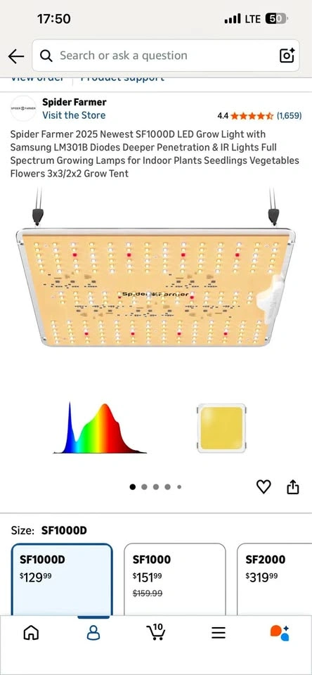 Spider Farmer SF1000D LED Grow Light - Full Spectrum