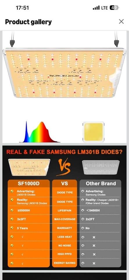 Spider Farmer SF1000D LED Grow Light - Full Spectrum - photo 3