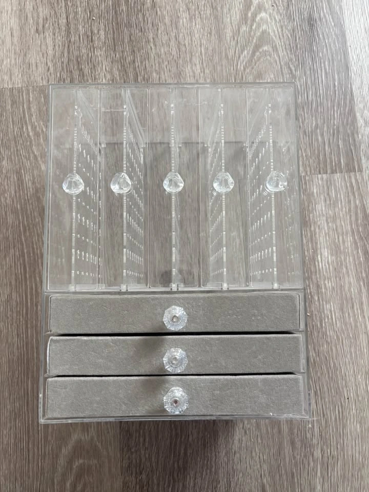 Large Acrylic Jewelry Organizer with Earring Display & Velvet Dr - photo 3