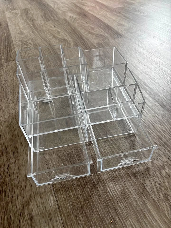 Clear Acrylic Makeup Organizer Desk Storage - Like New
