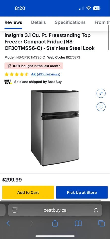 Insignia Stainless Steel Mini Fridge with Freezer - photo 4