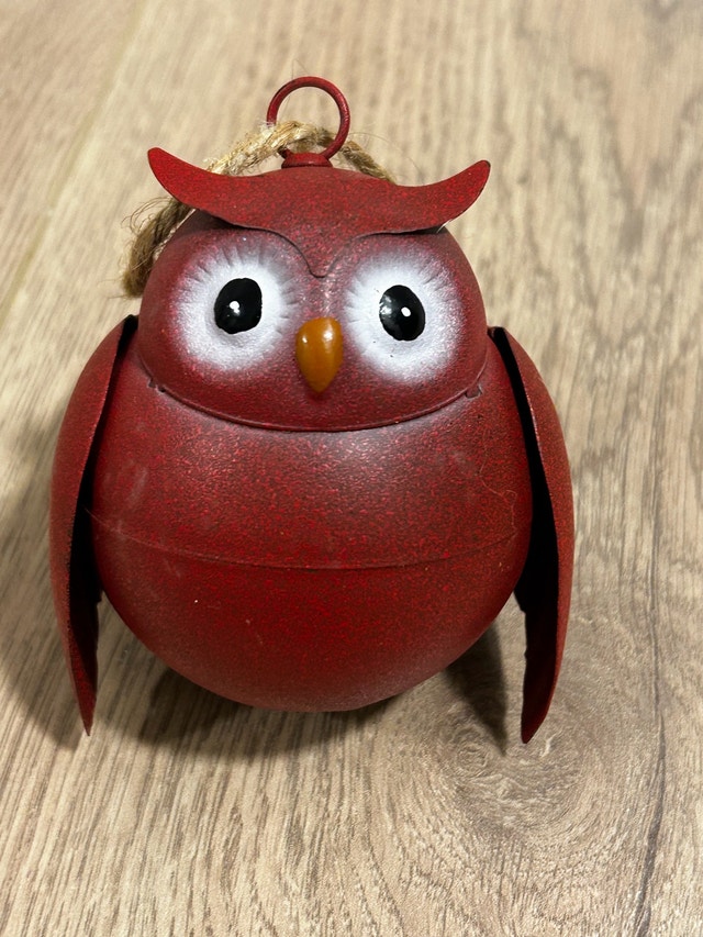 Christmas Owl Ornament (metal)