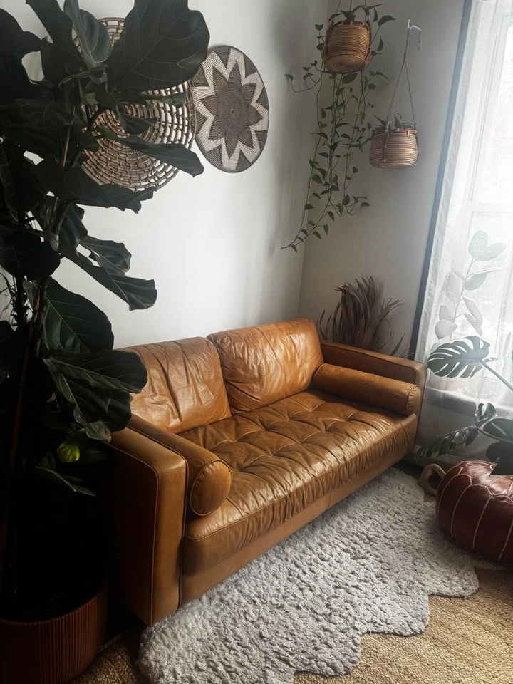 Article Sven Cognac Tan Leather Couch - Mid Century Modern - photo 2