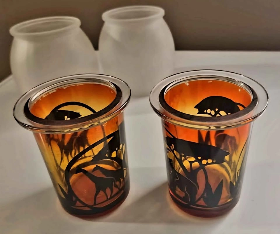 Glass candle holders African safari theme - photo 3