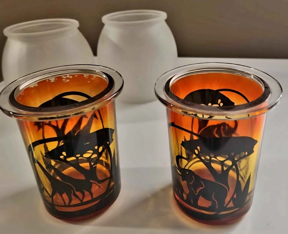 Glass candle holders African safari theme - photo 5