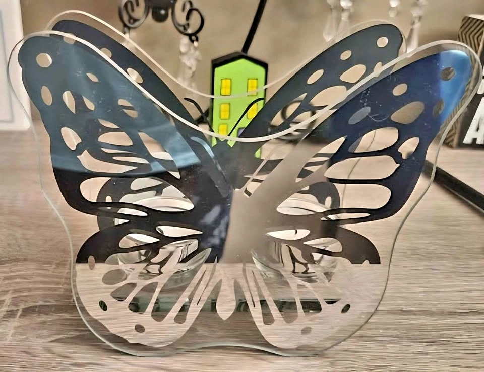 Glass Butterfly Tea Light Candle Holder
