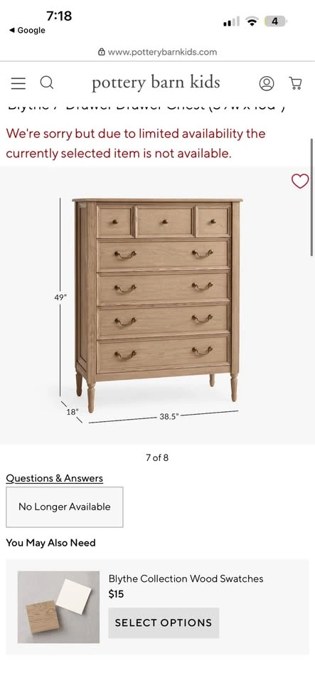 Pottery Barn Kids Blythe 7-Drawer Chest / Dresser - Gray - photo 3