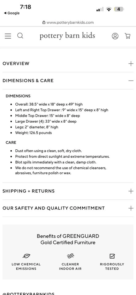 Pottery Barn Kids Blythe 7-Drawer Chest / Dresser - Gray - photo 5