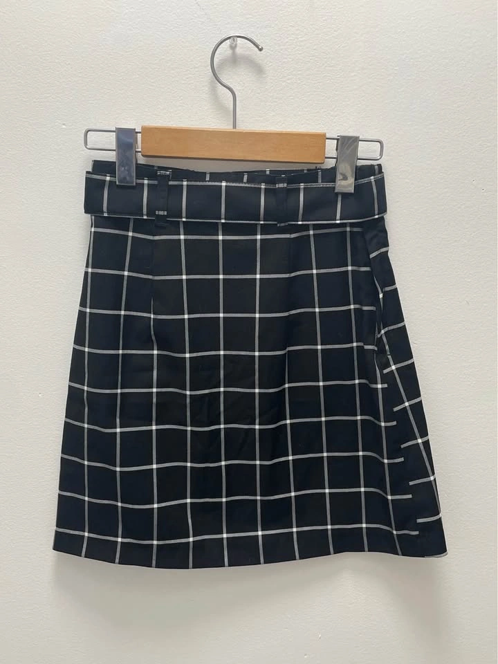 H&M Black White Plaid Mini Skirt - photo 2