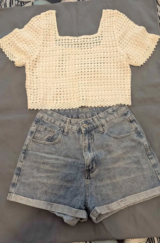 Bundle of Denim Shorts, Cute Tops and Black Shift Dress