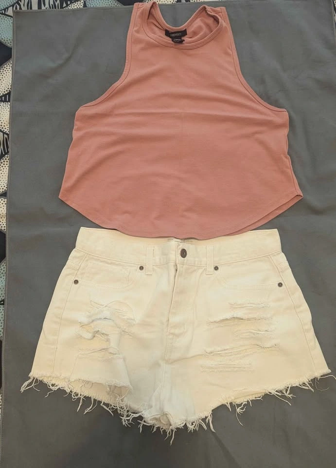 Bundle of Denim Shorts, Cute Tops and Black Shift Dress - photo 2
