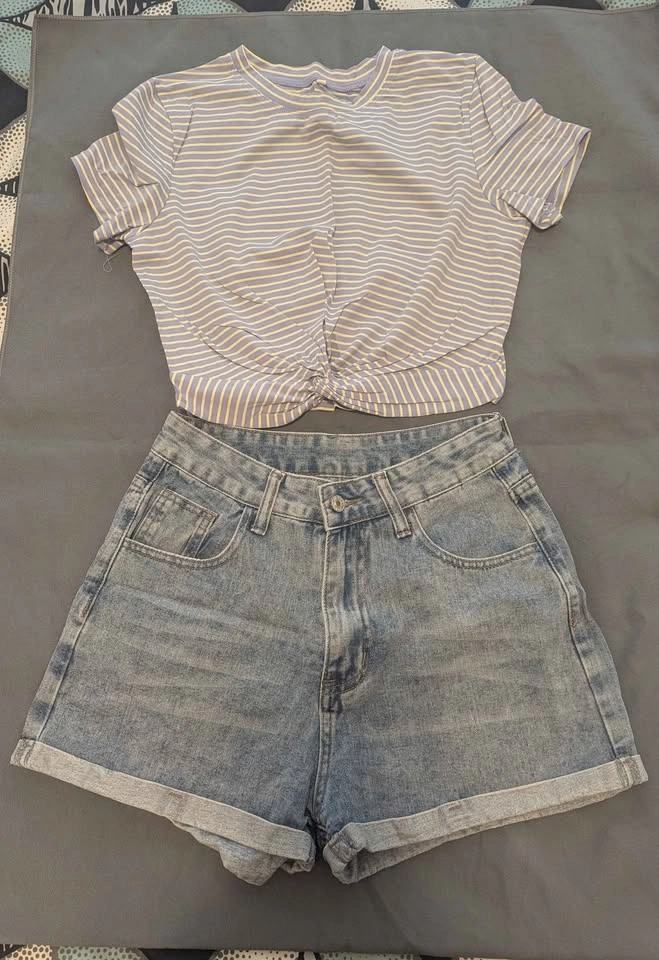 Bundle of Denim Shorts, Cute Tops and Black Shift Dress - photo 3
