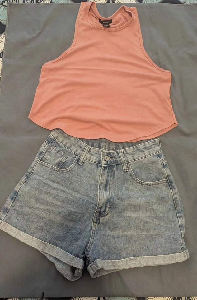 Bundle of Denim Shorts, Cute Tops and Black Shift Dress - photo 5