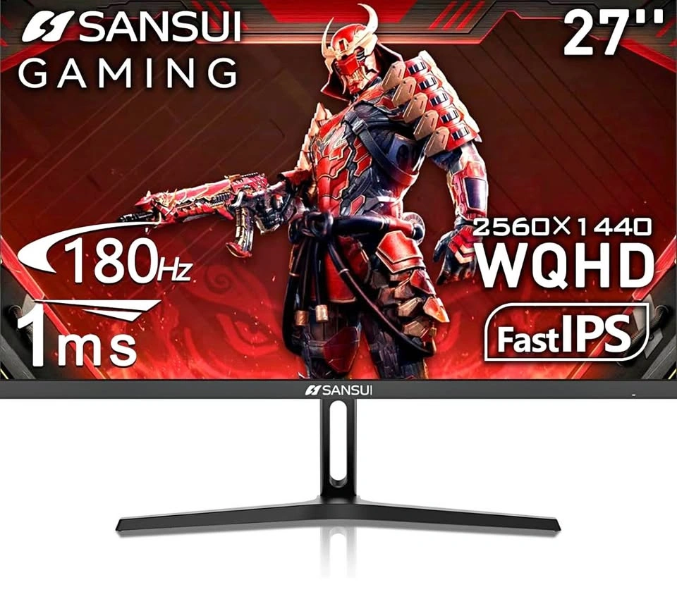 SANSUI 27" WQHD 1440P Gaming Monitor - 180Hz, 1ms IPS
