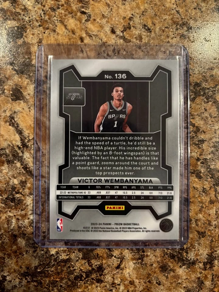 2023-24 Panini Prizm Wembanyama Rookie Card #136 - photo 2