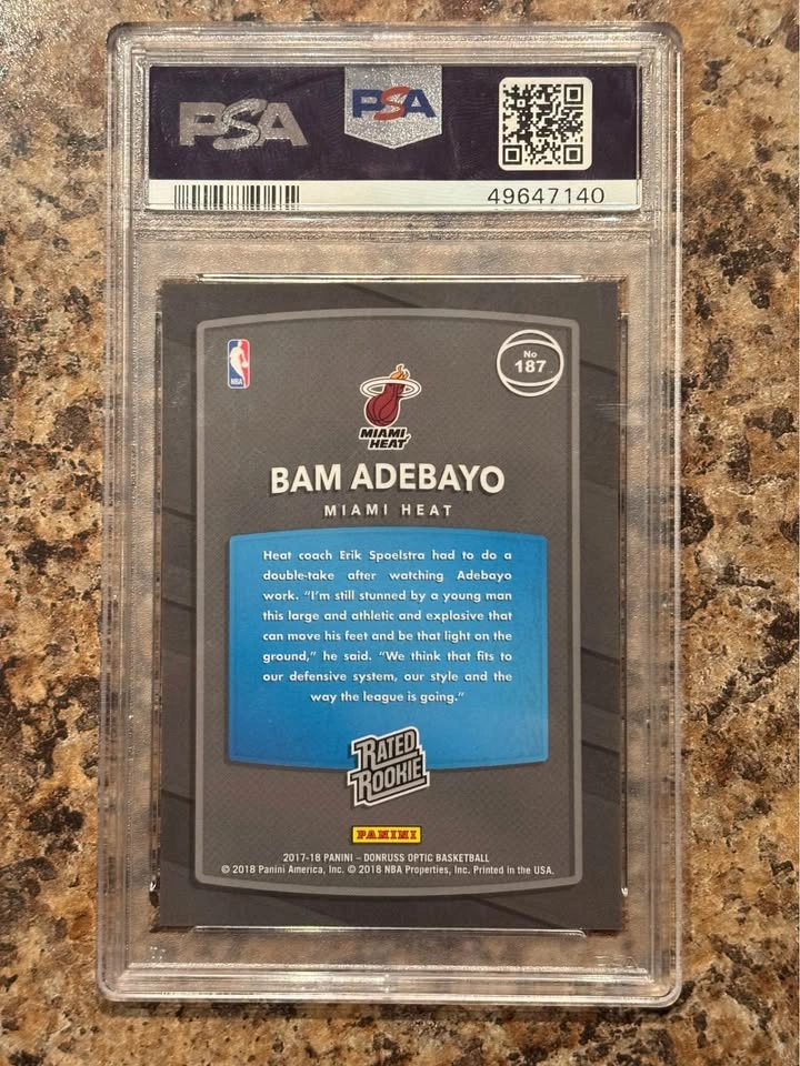 Bam Adebayo Blue Shock Rookie Card PSA 9 - photo 3