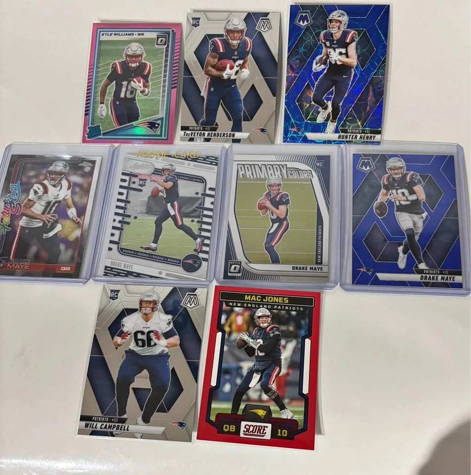 New England Patriot Football Card Lot - Drake Maye Rookie Cards