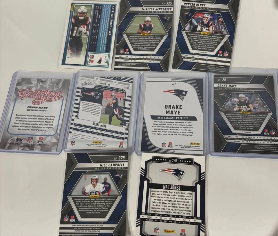New England Patriot Football Card Lot - Drake Maye Rookie Cards - photo 3
