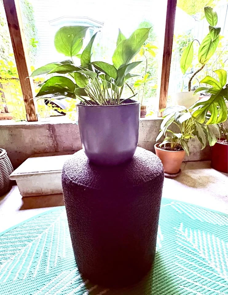 Black Bouclé Cylinder Ottoman