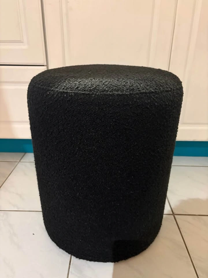 Black Bouclé Cylinder Ottoman - photo 2